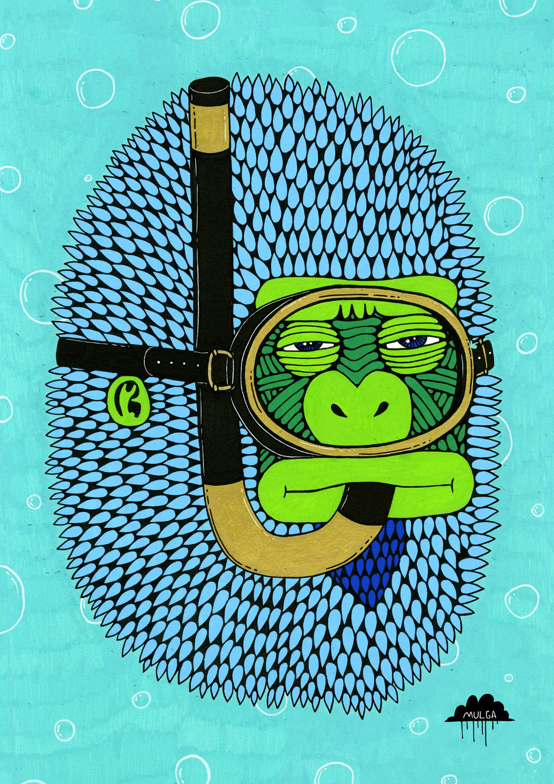 Snorkeling Stu the Gorilla - Fine Art Print